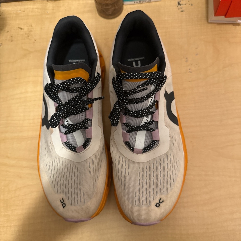 On Running Athletic Shoes in White and Orange - Picture 2 of 6